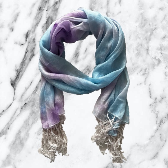 3 for $15 Blue & Purple Tie Dye Sheer Scarf - Picture 1 of 4